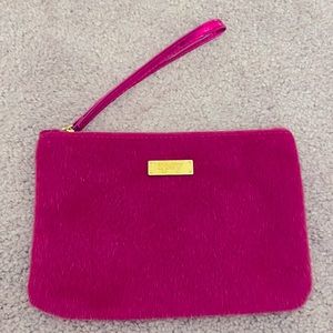 NWOT - Pink Faux Fur - Wristlet - with gold interior - 7X5”